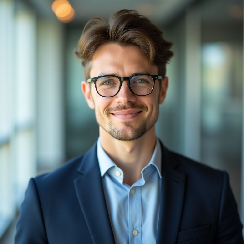 Retrato de un joven analista financiero.